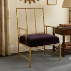 Black and Gold Velvet Accent Chair with Metal Frame