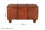 Antique Brown Leather and Teak Wood Bench