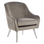Grey Velvet Chair with Silver Finish Legs