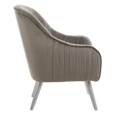 Grey Velvet Chair with Silver Finish Legs