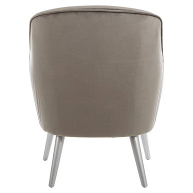 Grey Velvet Chair with Silver Finish Legs