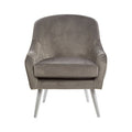 Grey Velvet Chair with Silver Finish Legs