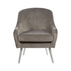 Grey Velvet Chair with Silver Finish Legs