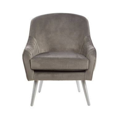 Grey Velvet Chair with Silver Finish Legs