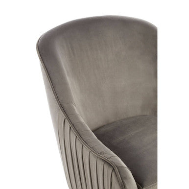 Grey Velvet Chair with Silver Finish Legs