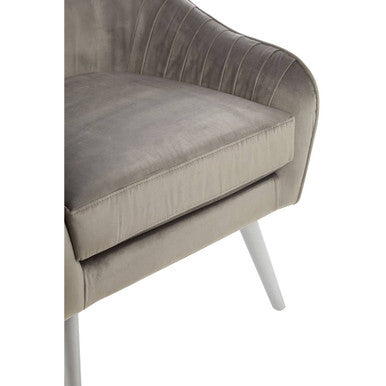 Grey Velvet Chair with Silver Finish Legs
