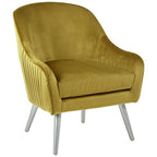 Mustard Velvet Armchair with Silver Finish Wood Legs
