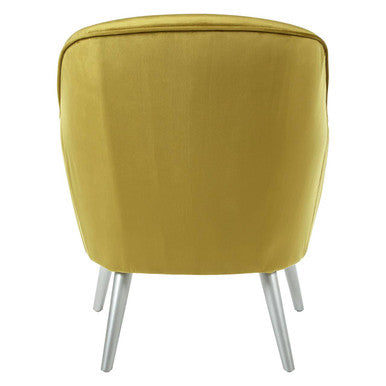 Mustard Velvet Armchair with Silver Finish Wood Legs