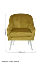 Mustard Velvet Armchair with Silver Finish Wood Legs