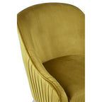 Mustard Velvet Armchair with Silver Finish Wood Legs
