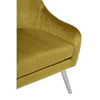 Mustard Velvet Armchair with Silver Finish Wood Legs