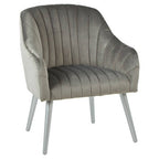 Grey Fabric Armchair with Silver Finish Wood Legs