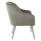 Grey Fabric Armchair with Silver Finish Wood Legs