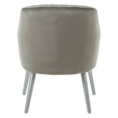 Grey Fabric Armchair with Silver Finish Wood Legs