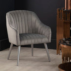 Grey Fabric Armchair with Silver Finish Wood Legs