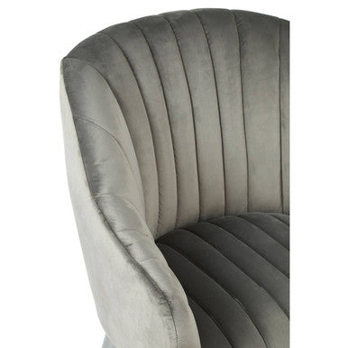 Grey Fabric Armchair with Silver Finish Wood Legs