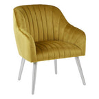 Mustard Fabric Armchair with Silver Finish Wood Legs