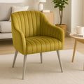 Mustard Fabric Armchair with Silver Finish Wood Legs