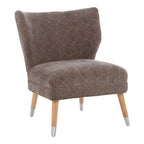 Grey Chenille Wingback Chair with Geometric Design