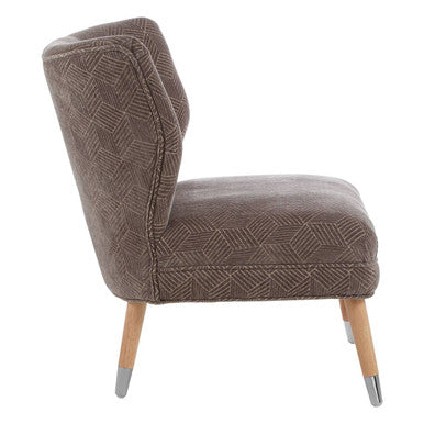 Grey Chenille Wingback Chair with Geometric Design