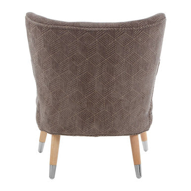 Grey Chenille Wingback Chair with Geometric Design