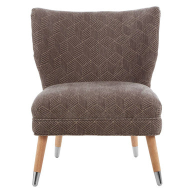 Grey Chenille Wingback Chair with Geometric Design