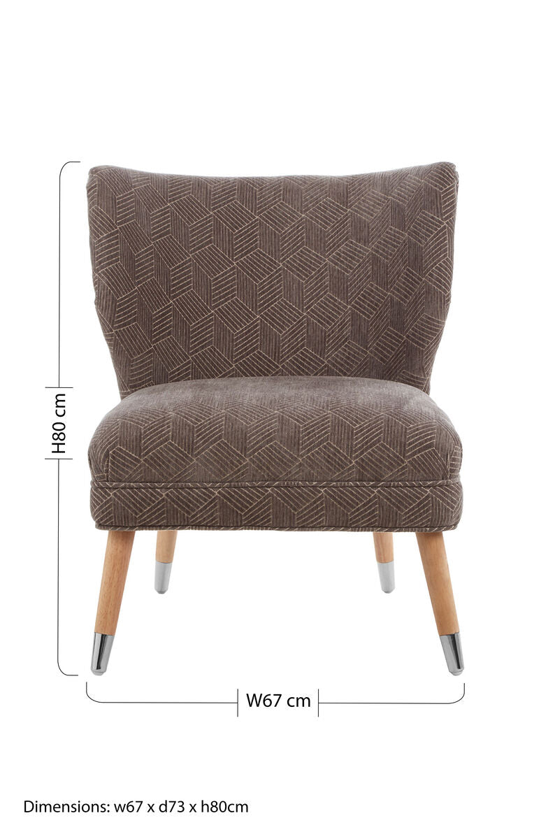 Grey Chenille Wingback Chair with Geometric Design