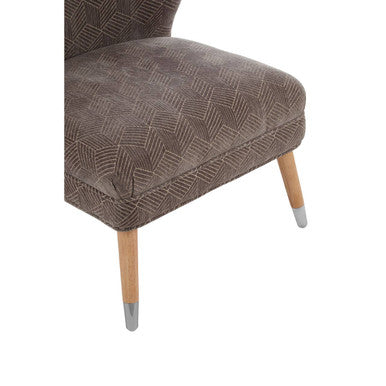 Grey Chenille Wingback Chair with Geometric Design