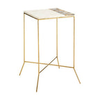 White Marble and Agate Square Side Table