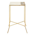 White Marble and Agate Square Side Table