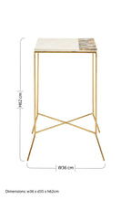 White Marble and Agate Square Side Table