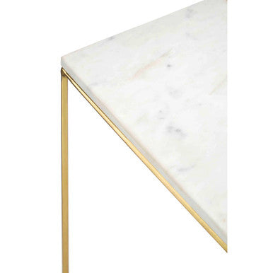 White Marble and Agate Square Side Table