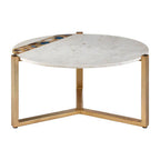 White Marble and Agate Round Coffee Table