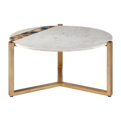 White Marble and Agate Round Coffee Table