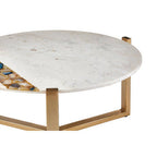 White Marble and Agate Round Coffee Table
