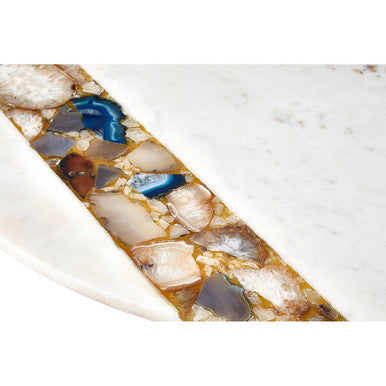White Marble and Agate Round Coffee Table