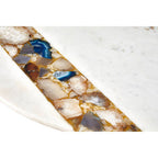 White Marble and Agate Round Coffee Table