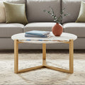 White Marble and Agate Round Coffee Table