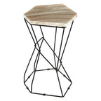 Natural Onyx Stone and Black Finish Side Table