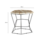 Natural Onyx Stone and Black Finish Side Table