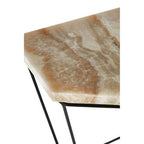 Natural Onyx Stone and Black Finish Side Table