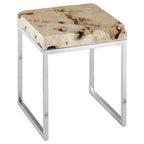 Cheese Stone and Silver Finish Side Table
