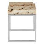 Cheese Stone and Silver Finish Side Table