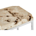 Cheese Stone and Silver Finish Side Table