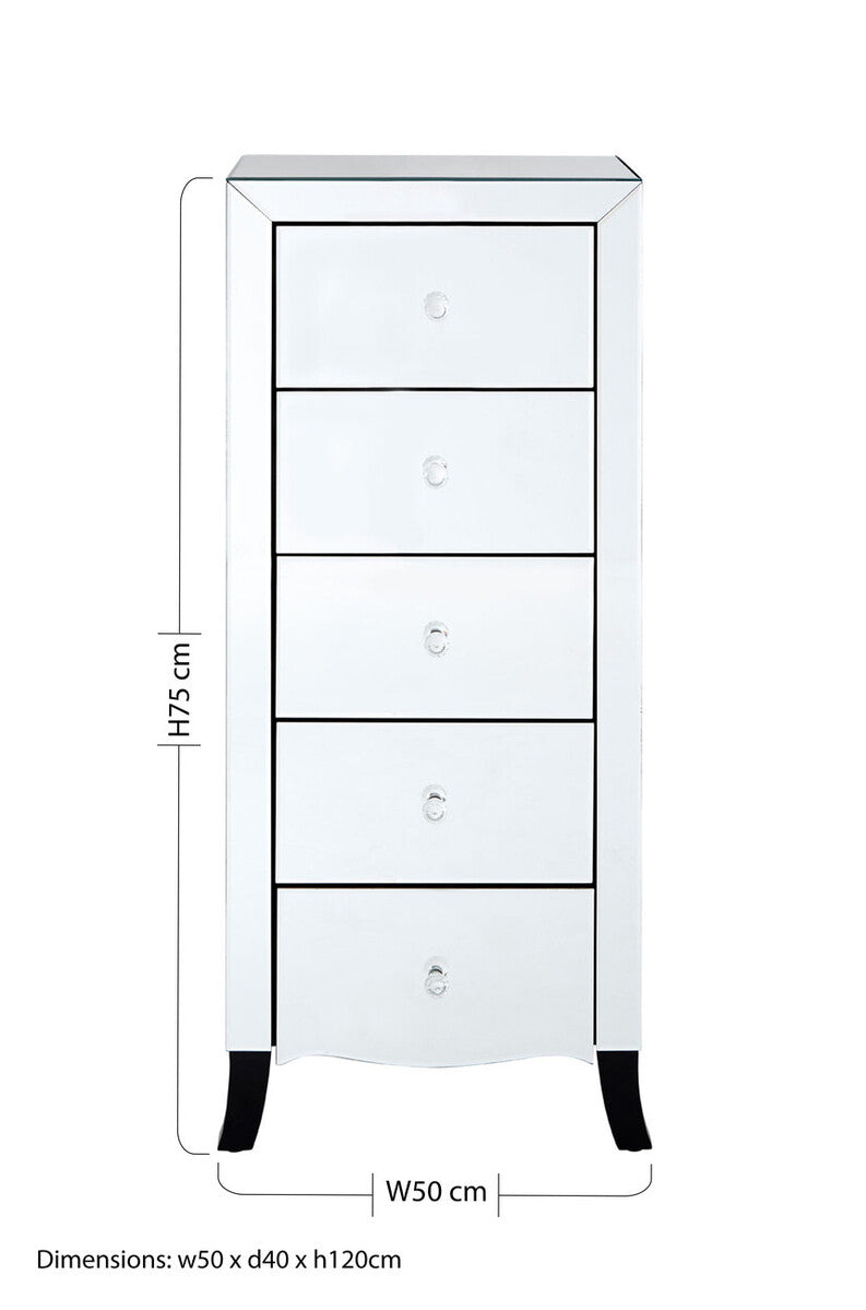 Mirrored 5 Drawer Chest