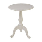 White Wooden Round Pedestal Side Table