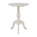 White Wooden Round Pedestal Side Table