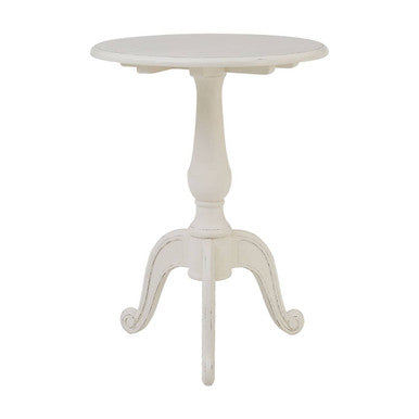 White Wooden Round Pedestal Side Table