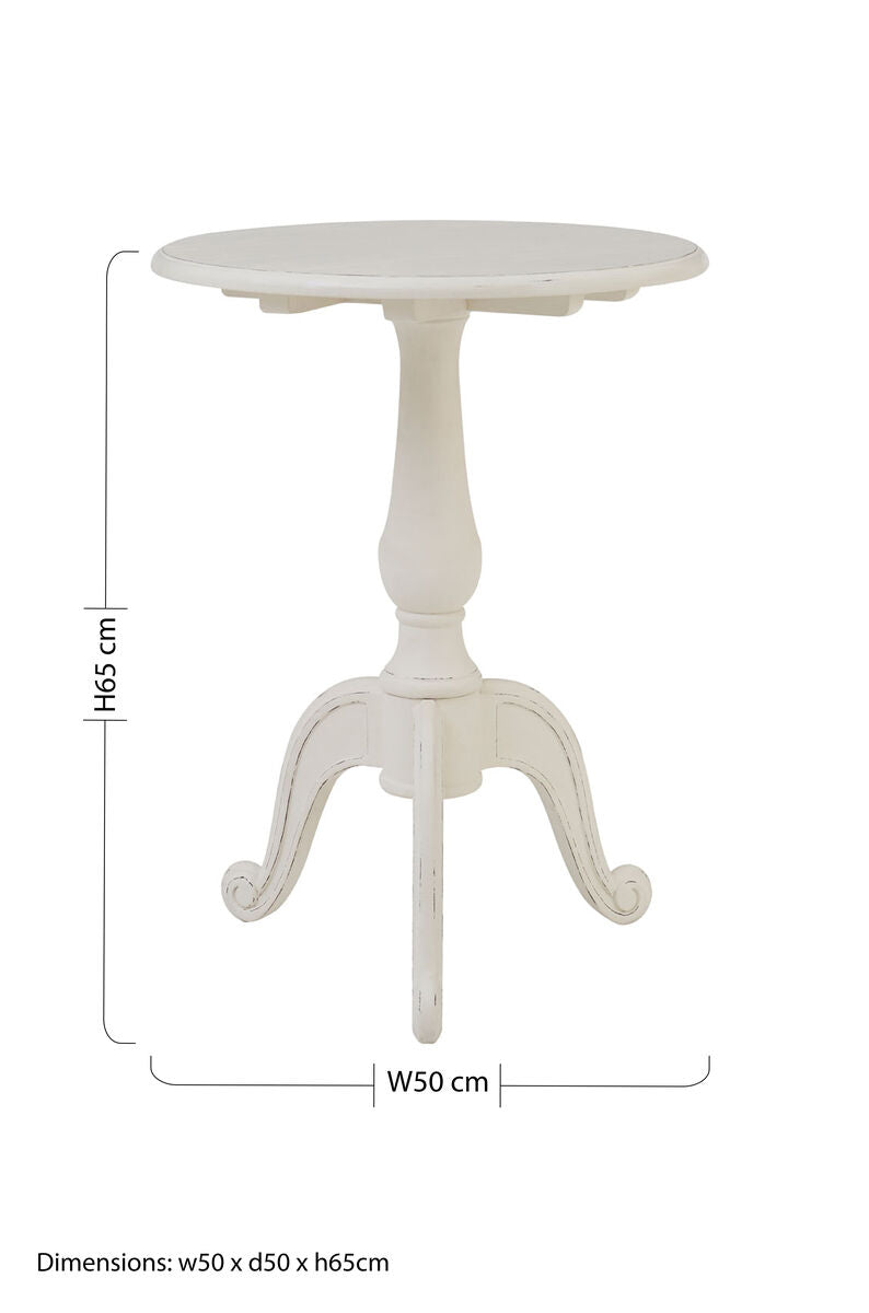 White Wooden Round Pedestal Side Table