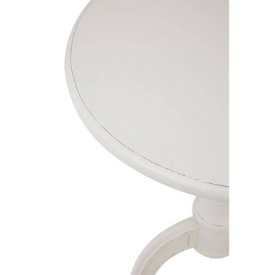 White Wooden Round Pedestal Side Table